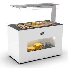 SAYL - Buffet froid avec plaque froide 3x GN 1/1 P. 65 mm avec anti-postillon à droite