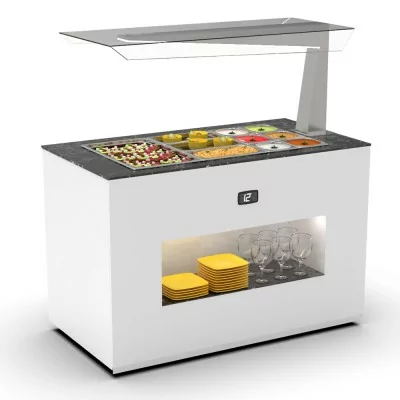 SAYL - Buffet froid avec plaque froide 3x GN 1/1 P. 65 mm avec anti-postillon à droite