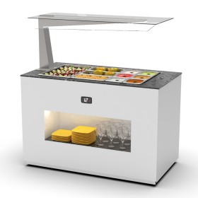 SAYL - Buffet froid avec plaque froide 3x GN 1/1 P. 65 mm avec anti-postillon à gauche