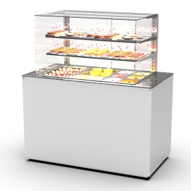 SAYL - Buffet froid avec plaque froide 3x GN 1/1 P. 65 mm avec vitrine espace plat arrière