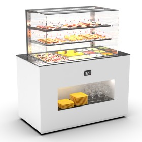 SAYL - Buffet froid avec plaque froide 3x GN 1/1 P. 65 mm avec vitrine espace plat avant
