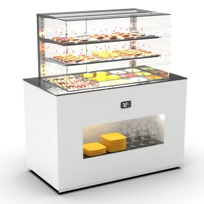 SAYL - Buffet froid avec plaque froide 3x GN 1/1 P. 65 mm avec vitrine espace plat avant
