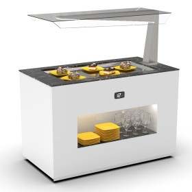 SAYL - Buffet froid avec plaque froide P. 15 mm L. 1300 mm avec anti-postillon à droite