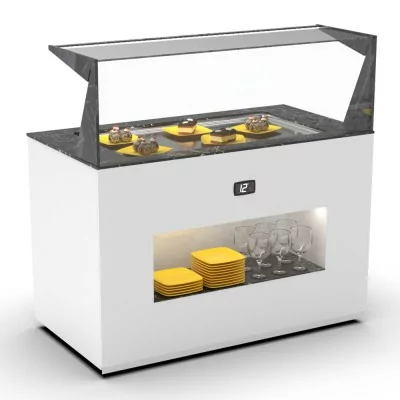 SAYL - Buffet froid avec plaque froide P. 15 mm L. 1300 mm avec étagère de service avant