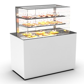 SAYL - Buffet froid avec plaque froide P. 15 mm L. 1300 mm avec vitrine espace plat arrière