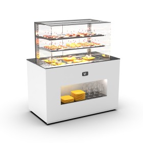 SAYL - Buffet froid avec plaque froide P. 15 mm L. 1300 mm avec vitrine espace plat avant