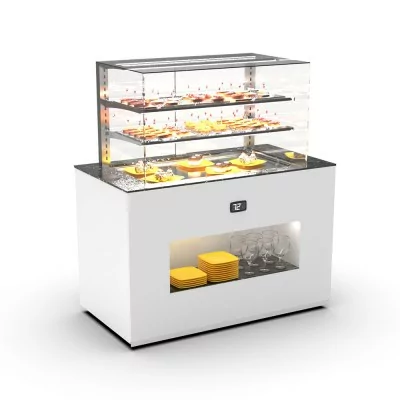 SAYL - Buffet froid avec plaque froide P. 15 mm L. 1300 mm avec vitrine espace plat avant