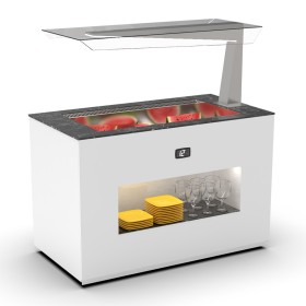 SAYL - Buffet froid ventilé 3x GN 1/1 P. 150 mm avec anti-postillon à droite