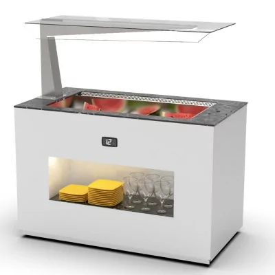 SAYL - Buffet froid ventilé 3x GN 1/1 P. 150 mm avec anti-postillon à gauche