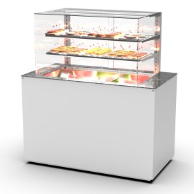 SAYL - Buffet froid ventilé 3x GN 1/1 P. 150 mm avec vitrine espace plat arrière