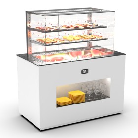 SAYL - Buffet froid ventilé 3x GN 1/1 P. 150 mm avec vitrine espace plat avant