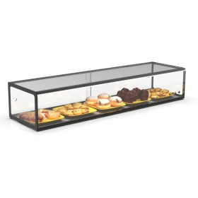 SAYL - Vitrine d'exposition neutre verre droit 1 étage L. 1200 mm éclairage LED