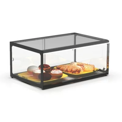 SAYL - Vitrine d'exposition neutre verre droit 1 étage L. 555 mm éclairage LED