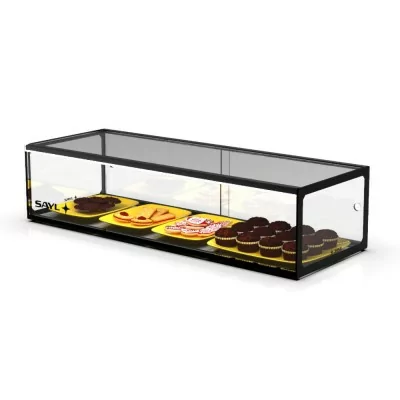 SAYL - Vitrine d'exposition neutre verre droit 1 étage L. 920 mm
