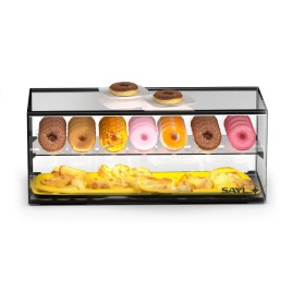 SAYL - Vitrine d'exposition neutre verre droit 2 étages L. 920 mm P. 330 mm éclairage LED
