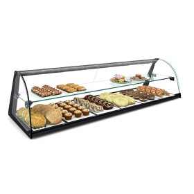 SAYL - Vitrine d'exposition neutre verre incurvé avec étagère L. 1190 mm