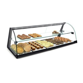 SAYL - Vitrine d'exposition neutre verre incurvé avec étagère L. 840 mm