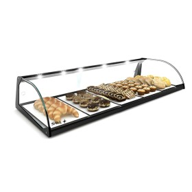 SAYL - Vitrine d'exposition neutre verre incurvé L. 840 mm éclairage LED