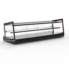 SAYL - Vitrine neutre à poser KUBE 2 étagères éclairage LED L. 1190 mm