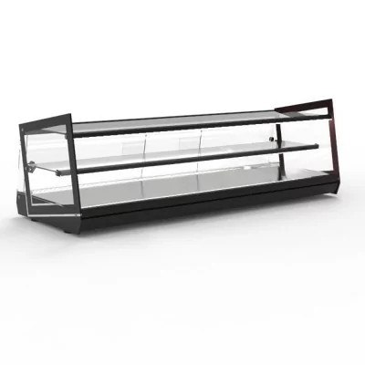 SAYL - Vitrine neutre à poser KUBE 2 étagères éclairage LED L. 1190 mm