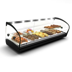 SAYL - Vitrine neutre à poser SHARK 2P étagère éclairage LED L. 1190 mm