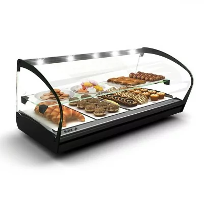 SAYL - Vitrine neutre à poser SHARK 2P étagère éclairage LED L. 840 mm