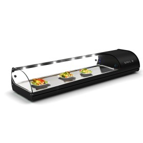 SAYL - Vitrine réfrigérée à tapas CLASSIC TAPAS groupe comptact à droite noire L. 1438 mm