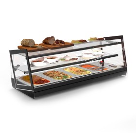 SAYL - Vitrine bain-marie à poser KUBE 4x GN 1/3  2 étagères éclairage LED