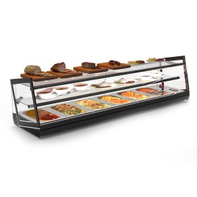 SAYL - Vitrine bain-marie à poser KUBE 6x GN 1/3  2 étagères éclairage LED