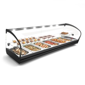 SAYL - Vitrine bain-marie à poser SHARK 2P 6x GN 1/3 étagère éclairage LED