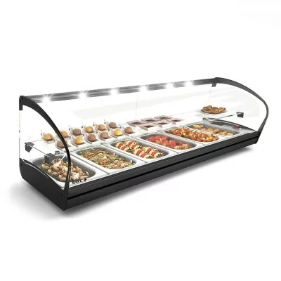 SAYL - Vitrine bain-marie à poser SHARK 2P 6x GN 1/3 étagère éclairage LED