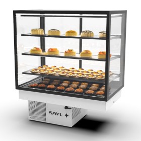 SAYL - Vitrine chauffante encastrable INTEGRA DROP-IN chaleur sèche 4 étages libre-service L. 1000 mm