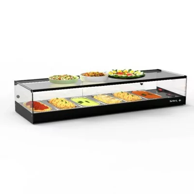 SAYL - Vitrine chauffante LOGIC TAPAS bain-marie 6 GN 1/3 éclairage LED
