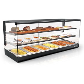 SAYL - Vitrine chauffante LOGIC TRIPLE bain-marie 6x GN 1/3 2 étagères