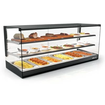 SAYL - Vitrine chauffante LOGIC TRIPLE bain-marie 6x GN 1/3 2 étagères