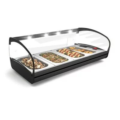 SAYL - Vitrine chauffante standard SHARK 1P bain-marie 4 bacs GN 1/3 éclairage LED