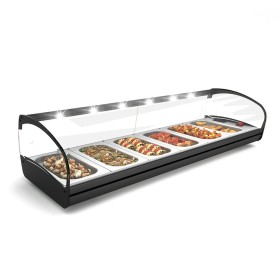 SAYL - Vitrine chauffante standard SHARK 1P bain-marie 6 bacs GN 1/3 éclairage LED