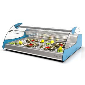 SAYL - Vitrine réfrigérée à poser pour poissons XL bleue L. 1030 mm