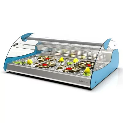 SAYL - Vitrine réfrigérée à poser pour poissons XL bleue L. 1030 mm