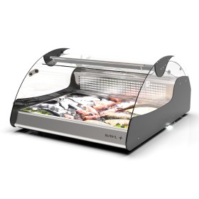 SAYL - Vitrine réfrigérée à poser pour poissons XL noire L. 680 mm