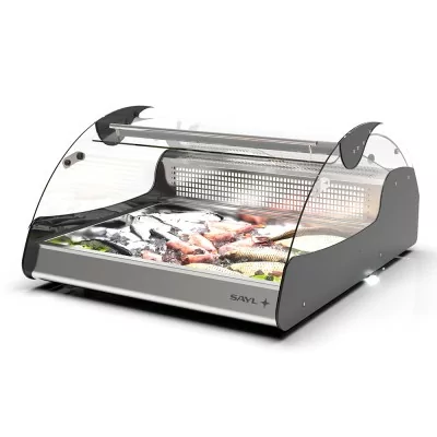 SAYL - Vitrine réfrigérée à poser pour poissons XL noire L. 680 mm