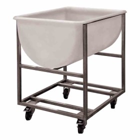 L2G - Chariot inox pour patière 220 L chape zinguée 4 roues Ø 100 mm