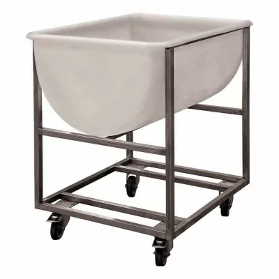 L2G - Chariot inox pour patière 220 L chape zinguée 4 roues Ø 100 mm