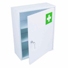 L2G - Armoire à pharmacie premier secours 1 porte fixation murale 2 étagères en métal