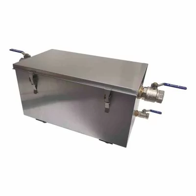 L2G - Bac à graisse inox 304 14 L capacité de 30 couverts 4 pieds réglables fourni avec panier