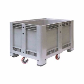 L2G - Bac à glace roulant polyéthylène 610 L avec vidange par vanne a bille 1 couleur gris