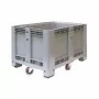 L2G - Bac à glace roulant polyéthylène 610 L avec vidange par vanne a bille 1 couleur gris