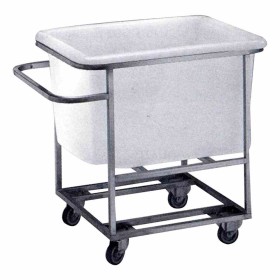 L2G - Chariot de transport inox bac 220 L avec raccord et robinet sur roulettes Ø 100 mm