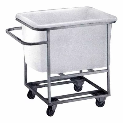 L2G - Chariot de transport inox bac 220 L avec raccord et robinet sur roulettes Ø 100 mm