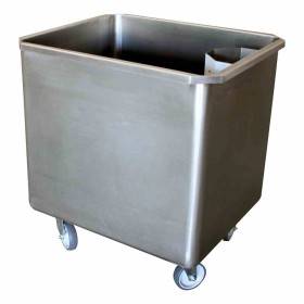 L2G - Cuve roulante inox 304 bonde+crepine 2 roul. fixes et 2roul.pivotante surverse